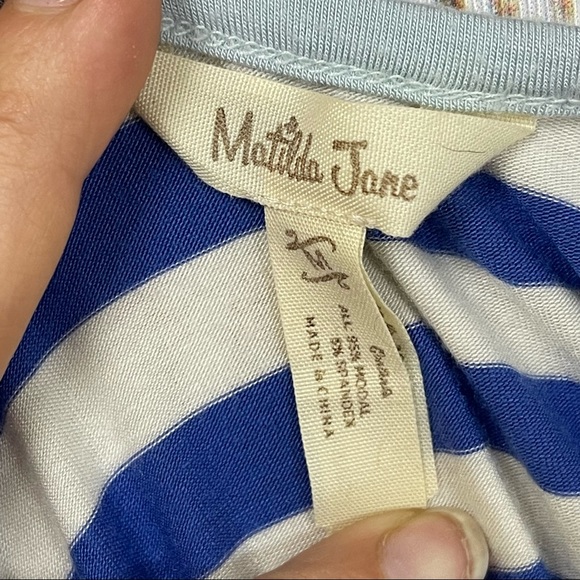 Matilda Jane, Floral and Stripes, Scoop Back Shirt. Size Medium. Excellent cond! - Picture 7 of 7